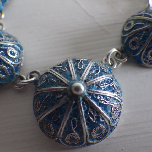 Antique Sterling Silver Enameled 1910 Necklace Choker - Picture 6 of 6